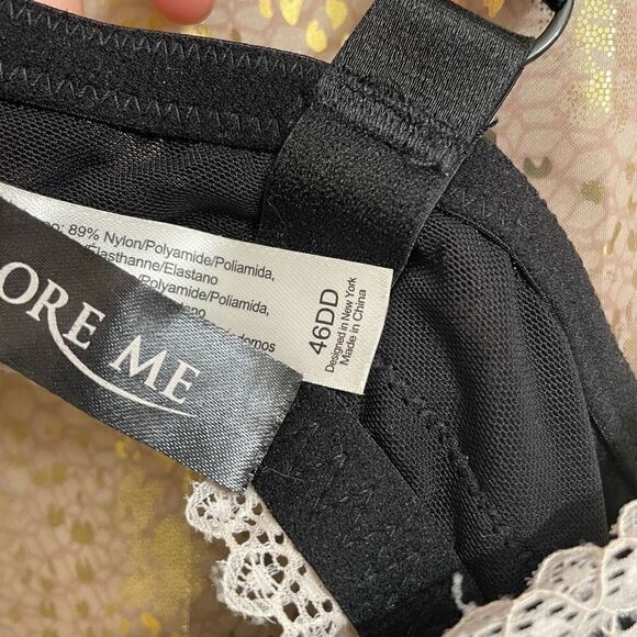 Adore Me Black White Lace Mesh Bra 46DD - Picture 5 of 6